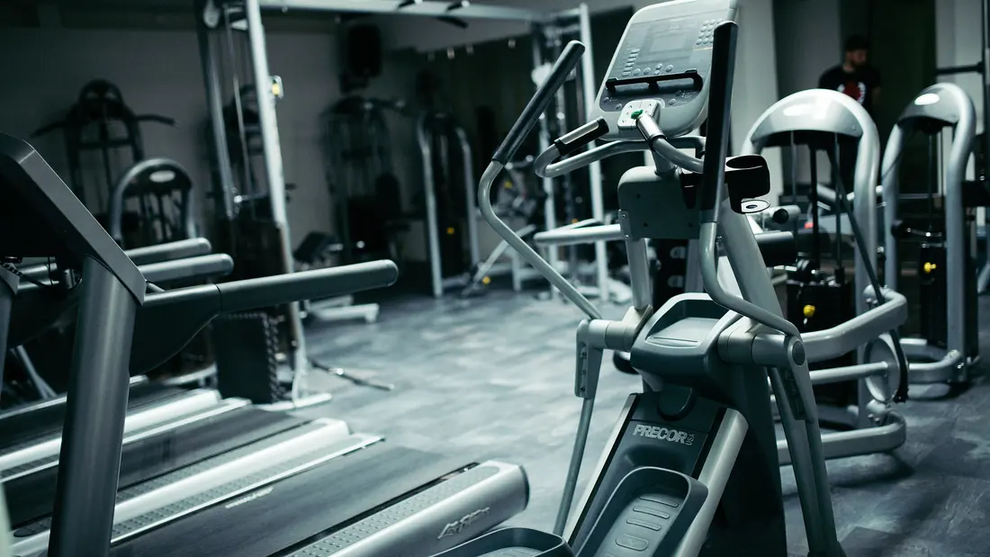 A treadmill in a gym